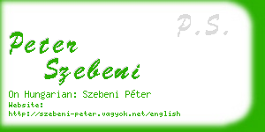 peter szebeni business card